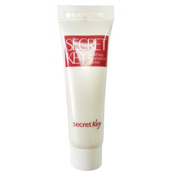 крем для лица антивозрастной (миниатюра) secret key starting treatment cream крем для лица антивозрастной (миниатюра) secret key starting treatment creamStarting Treatment Cream. Крем для лица антивозрастной (миниатюра)<br><br>Крем с мощным успокаивающим и оздоравливающим эффектом. Крем увлажняет и питает кожу, стимулирует синтез коллагена, ускоряет выработку эпидермальных липидов и образует защитный барьер на поверхности кожи от негативного воздействия окружающей среды и УФ-лучей. Осветляющие компоненты крема выравнивают тон кожи, уменьшают размеры и интенсивность пигментных пятен, делают кожу чистой, свежей, ухоженной. Успокаивающие компоненты оказывают противовоспалительное действие, успокаивают чувствительную и раздраженную кожу.<br><br>Состав крема богат натуральными маслами и экстрактами, но основные действующее вещество – ферментированные дрожжевые грибки. Экстракт дрожжевых грибков Галактомисис (Galactomyces) – оказывает интенсивное увлажняющее, очищающее и омолаживающее действие на кожу, обладает тканеукрепляющими и тонизирующим свойствами. Galactomyses идеален для зрелой кожи, проникая даже в самые глубокие слои эпидермиса, восстанавливает эластичность кожи, выравнивает рельеф и сокращает мимические морщины, уменьшает интенсивность и размеры пигментных пятен, предотвращается появление новых.<br><br>В составе крема также масла ши, макадамии, арганы и сладкого миндаля, которые питают и смягчают кожу, успокаивают раздражения, устраняют шелушения. Экстракты алоэ вера, ромашки, чайного дерева и др. – увлажняют и успокаивают кожу, оказывают антиоксидантную защиту. Регулярное применение крема в достаточно коротки сроки улучшит состояние кожи, оздоравливая ее на клеточном уровне и улучшая ее внешний вид. В составе крема НЕТ парабенов, минеральных масел, бензофенона, синтетических красителей.<br><br>Способ применения: Нанести крем на очищенную кожу лица легкими массажными движениями.<br><br>Объём: 10 мл<br>