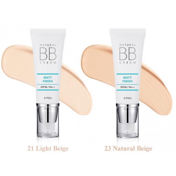 матирующий вв-крем apieu natural matt finish bb cream матирующий вв-крем apieu natural matt finish bb creamNatural Matt Finish BB Cream. Матирующий ВВ-крем<br><br>ББ крем с матирующим эффектом выравнивает рельеф кожи и предотвращает появление жирного блеска. Кожа становится мягкой и гладкой, лицо приобретает естественный совершенный вид.<br><br>Содержит диоксид кремния, который абсорбируя кожные выделения, способствует дольшему сохранению макияжа, обеспечивая вам свежий вид на длительное время.<br><br>Экстракт хлопка – увлажняет, питает и смягчает кожу, не препятствует её дыханию, не забивает поры, дарит коже мягкость, свежесть и комфорт.<br><br>Также бб крем содержит экстракт мяты, обеспечивающий придает коже свежесть и матовость. А экстракт пророщенных ростков черного риса питает кожу, делая более упругой.<br><br>Высокий фактор заслона от ультрафиолета SPF38 оберегает от губительного воздействия UVA и UVB лучей.<br><br><br>Характеристики товара<br><br><br><br><br>Тип кожи<br><br>жирная; комбинированная<br><br><br><br>Покрытие<br><br>матовое<br><br><br><br>Несовершенства<br><br>жирный блеск; излишняя жирность<br><br><br><br><br><br>Способ применения: мягко надавите на тюбик, выдавите небольшое количество крема, спонжем или кончиками пальцев распределите его по коже, слегка вбивая.<br><br>Объем: 40 мл<br>