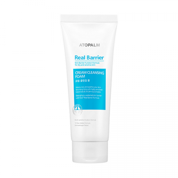 кремовая очищающая пенка atopalm cream cleansing foam real barrier кремовая очищающая пенка atopalm cream cleansing foam real barrierCream Cleansing Foam Real Barrier. Кремовая очищающая пенка<br><br>Компания-производитель Neopharm разработала уникальную технологию защиты кожи, основанную на MLE. MLE – это многослойная эмульсия, которая воспроизводит слоистую структуру кожи и быстро и эффективно восстанавливает её барьерную функцию.<br><br> <br><br>Серия средств Real Barrier содержит комплекс компонентов, которые успокаивают, восстанавливают и защищают чувствительную и сухую кожу.<br><br>Пантенол увлажняет кожу, повышает её гладкость и эластичность, борется с повреждениями, вызванными внешними факторами. Стимулирует регенерацию тканей, нормализует клеточный метаболизм, увеличивает прочность коллагеновых волокон.<br><br> <br><br>Мадекассосид (экстракт центеллы азиатской) оказывает регенерирующее и смягчающее воздействие, укрепляет стенки капилляров, нормализует водно-жировой баланс кожи и стимулирует процесс эпителизации.<br><br> <br><br>Аллантоин (экстракт из листьев и корней камфоры) обладает противомикробным и противовоспалительным действием. Он стимулирует регенерацию тканей, смягчая и увлажняя. Аллантоин является незаменимым средством для сухой и чрезмерно чувствительной кожи, снимает раздражение и улучшает защитные функции.<br><br> <br><br>Серия содержит арома-комплекс для облегчения стресса, которому подвержена чувствительная кожа: корень ветивера помогает избавиться от накопленного за день стресса, лаванда успокаивает и помогает расслабиться, масло апельсина обладает ярким насыщенным фруктовым запахом, который положительно влияет на повышение эмоционального уровня.<br><br> <br><br>Очищающая пенка не содержит сульфатов и имеет нежную кремовую консистенцию, которая бережно очищает даже самую чувствительную кожу лица. Средство удаляет остатки макияжа и другие загрязнения с кожи лица, не нарушая естественный уровень увлажненности и, минимизируя, риск появления раздражения. Экстракты спирулины и ростков пшеницы смягчают раздраженную кожу.<br><br> <br><br>Дерматологически тестировано<br><br>Не содержит: парабены, минеральное масло, искусственные отдушки, искусственные красители, этанол, феноксиэтанол, бензофенон, пропилен гликоль, ПЭГ, диэтаноламин<br><br> <br><br>Применение: Выдавите необходимое количество пенки на ладонь, добавьте немного воды, взбейте пену. Нанесите на влажную кожу лица массирующими движениями, тщательно смойте водой. <br><br> <br><br>Состав: Water, Potassium cocoyl glycinate (and) Potassium cocoate, Disodium cocoamphodiacetate, Helianthus annuus (sunflower) seed oil, Disodium cocoyl glutamate, Sodium sweetalmondamphoacetate, Carbomer, 1,2 hexanediol, Caprylyl glycol, Citrus aurantium bergamia (bergamot) fruit oil, Cananga odorata flower oil,Cedrus atlantica bark oil, Pelargonium graveolens flower oil, Lavandula angustifolia (lavender) oil, Citrus limon (lemon) peel oil, Vetiveria zizanoides root oil, Brassica oleracea (broccoli) sprout extract, Centella asiatica extract, madecassoside, Panthenol, Triticum Vulgare (Wheat) sprout extract, Spirulina Platensis Extract, Disodium EDTA, Allantoin, Tocopherol acetate, Myristoyl/palmitoyl oxostearamide/arachmide MEA, Dihydroxyisopropyl palmoylpalmamide<br><br>Меры предосторожности: Не используйте на поврежденной коже. При появлении следующих симптомов прекратите использование: раздражение, сыпь, покраснение, зуд. Если симптомы не проходят, обратитесь за консультацией к врачу. При попадании в глаза немедленно промойте водой.<br><br> <br><br>Срок годности: 3 года.<br><br>Дата производства: смотрите на упаковке<br><br> <br><br>Объем: 150г<br><br>Вес г: 150.00000000