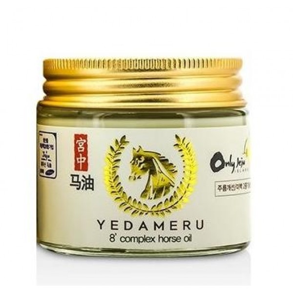 питательный крем с конским жиром farmstay yedameru 8 complex horse oil cream питательный крем с конским жиром farmstay yedameru 8 complex horse oil creamYedameru 8 Complex Horse Oil Cream. Питательный крем с конским жиром<br><br>Питает, увлажняет, смягчает, разглаживает, осветляет и омолаживает – крем с конским жиром поможет значительно улучшить состояние кожи. Подходит для сухой и нормальной, жирной и комбинированной, проблемной и чувствительной кожи.<br><br>Конский жир по своему составу близок к человеческому жиру, благодаря чему быстро впитывается и не оставляет следов. Оказывает выраженное питательное действие, обладает высокими регенеративными свойствами, способствует заживлению кожных раздражений, устраняет шелушения. Конский жир может использоваться для ухода за сверхчувствительной кожей, не менее полезен он и для проблемной кожи, так как восстанавливает защитный барьер и эффективно препятствует размножению бактерий, вызывающих акне.<br><br>Также в составе крема гиалуроновая кислота и ниацинамид.<br><br>Гиалуроновая кислота интенсивно увлажняет кожу, создает на ее поверхности незаметную тончайшую пленку, которая предотвращает испарение воды, сохраняя влагу внутри. Способствует заживлению ран, влияет на иммунные реакции, защищает клетки от свободных радикалов, оберегает кожу от преждевременного старения.<br><br>Ниацинамид осветляет пигментные пятна, корректирует неровный тон кожи, смягчает следы постакне, а также обеспечивает мощное клеточное обновление кожи, является сильным антиоксидантом, защищающим от агрессивного воздействия ультрафиолета и свободных радикалов.<br><br>Способ применения: Нанести на очищенную кожу лица легкими круговыми движениями.<br><br>Вес: 70 г<br><br>Вес г: 70.00000000