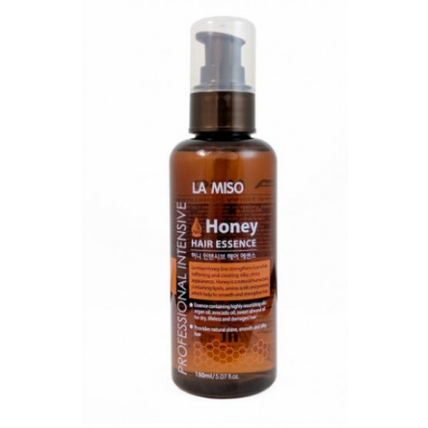 эссенция для волос la miso professional intensive honey hair essence эссенция для волос la miso professional intensive honey hair essenceProfessional Intensive Honey Hair Essence. Эссенция для волос<br><br>Профессиональная серия для ухода за волосами содержит экстракт меда, богатый липидами, аминокислотами и протеинами, которые укрепляют и способствуют восстановлению сильно поврежденных волос.<br><br>Эссенция содержит комплекс высокопитательных натуральных масел: семян подсолнечника, цветов календулы, виноградной косточки, косточки абрикоса, лесного ореха, ореха макадамии, авокадо, сладкого миндаля.<br><br>Масла питают, смягчают и придают сухим поврежденным волосам здоровое сияние. Эссенция восстанавливает и защищает волосы от ежедневного негативного влияния окружающей среды.<br><br>Не содержит парабены, красители и минеральные масла.<br><br>Способ применения: После мытья шампунем нанесите на влажные волосы небольшое количество эссенции, равномерно распределите. После сушки и укладки можно нанести немного средства на сухие волосы для лучшего эффекта.<br><br>Меры предосторожности: не используйте на поврежденной коже. При появлении следующих симптомов прекратите использование: раздражение, сыпь, покраснение зуд<br><br>Объем: 150 мл<br>