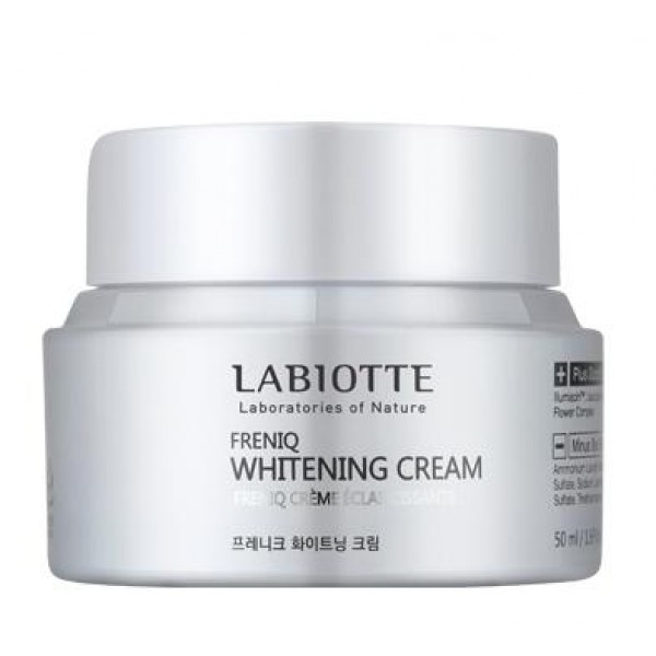 крем для лица осветляющий labiotte freniq whitening cream крем для лица осветляющий labiotte freniq whitening creamFreniq Whitening Cream. Крем для лица осветляющий<br><br>Крем содержит стволовые клетки ландыша, белый цветочный комплекс (водяная лилия, лилия, вишня) и т.д.<br><br>Крем восстанавливает светлый тон кожи, борется с проявлениями различного рода пигментацией. Осветляет веснушки, кожные пятна и т.д. Облегчает состояние стресса кожи, придает ей мягкость, восстанавливает оптимальный уровень влаги и придает мягкое, здоровое сияние.<br><br>Экстракт ландыша обладает мощным увлажняющим, укрепляющим и омолаживающим действием, повышает жизненный тонус кожи. Обладает высокой биологической активность.<br><br>Способ применения: наносите крем на последнем этапе ежедневного ухода, дайте время для полного впитывания средства.<br><br>Объем: 50 мл<br>