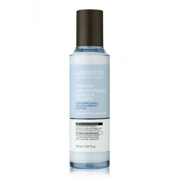 эмульсия-эссенция для сужения пор labiotte juniper berry pore tightening essence in emulsion эмульсия-эссенция для сужения пор labiotte juniper berry pore tightening essence in emulsionJuniper Berry Pore Tightening Essence In Emulsion. Эмульсия-эссенция для сужения пор<br><br>Линия содержит экстракт ягод можжевельника, экстракт грушанки, экстракт яблочной мяты и т.д.<br><br>Обладает тонизирующим действием, выравнивает текстуру кожи, контролирует работу сальных желез и сохраняет свежесть кожи. Улучшает тургор кожи, восстанавливает шелковистость и мягкость кожи, препятствует провисанию пор.<br><br>Средство 2 в 1 объединяет в себе действие эмульсии и эссенции, такая формула не перегружает кожу, сохраняет легкость и свежесть в течение дня.<br><br>Экстракт мяты обладает успокаивающим и болеутоляющим действием на ткани кожи, хорошо впитывается в кожу.<br><br>Экстракт можжевельника обладает выраженным вяжущим, антисептическим и легким болеутоляющим действием, способствует выведению токсинов.<br><br>Способ применения: небольшое количество средства нанесите на кожу мягкими, массирующими движениями.<br><br>Объем: 150 мл<br>