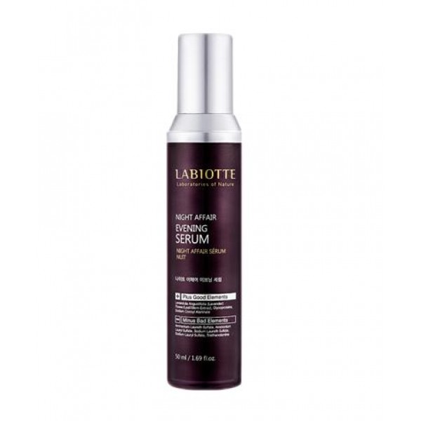сыворотка ночная labiotte night affair evening serum сыворотка ночная labiotte night affair evening serumNight Affair Evening Serum. Сыворотка ночная<br><br>Сыворотка содержит стволовой экстракт лаванды, сахар, белок, пропионат натрия кокоамидопропилбетаин и т.д.<br><br>Питательная сыворотка + укрепление тургора кожи, эффект защиты для уставшей кожи. Предотвращает потерю влаги в ночное время. Стимулирует клеточную энергию, благодаря чему отодвигает появление первых возрастных изменений.<br><br>Экстракт лаванды балансирует обменные процессы в коже, обладает тонизирующим и подтягивающим свойством. Улучшает микроциркуляцию, имеет противовоспалительное и антибактериальное действие. Пройден тест на раздражение кожи.<br><br>Способ применения: мягко вмассируйте средство в кожу лица, используйте во время вечернего ухода.<br><br>Объем: 50 мл<br>