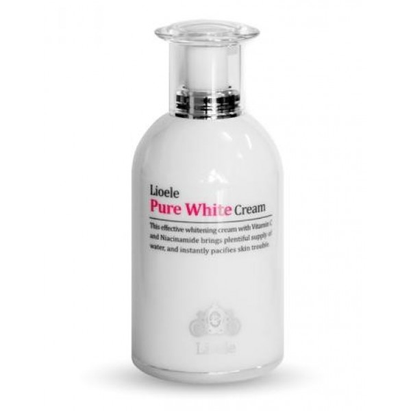 крем осветляющий lioele pure white cream крем осветляющий lioele pure white creamPure White Cream. Крем осветляющий<br><br>Интенсивный отбеливающий крем для эффективного осветления пигментных пятен, как возрастных, так и любого другого происхождения. Активные компоненты крема предупреждают избыточную выработку меланина, а также способствуют естественному процессу обновления клеток и защищают кожу от UV-облучения и фотостарения.<br><br>Крем предназначен для тех, у кого сухая, обезвоженная, тусклая кожа с излишней пигментацией.<br><br>Ниацинамид в составе крема обеспечивает мощное клеточное обновление кожи. Он восстанавливает её эластичность и упругость, способствует глубокому увлажнению и защищает от обезвоживания. Одно из самых мощных действий ниацинамида – его доказанная эффективность против гиперпигментации кожи, он помогает удалить возрастные пятна и убрать следы пост-акне, снимает покраснения и выравнивает тон кожи.<br><br>Гиалуроновая кислота – интенсивно увлажняет кожу, смягчает глубокие морщины и разглаживает их как снаружи, так и изнутри. Гиалуроновая кислота создает на поверхности кожи невидимый барьер, удерживающий влагу внутри кожи и защищающий её от пересыхания. Благодаря этому, кожа увлажнена длительное время, она становится более упругой, эластичной, замедляются процессы старения.<br><br>Витамин С – мощный природный антиоксидант, минимизирует агрессивное воздействие свободных радикалов, а также ускоряет заживление кожных повреждений. Защищает кожу от токсинов, от повреждения клеток УФ-лучами и старения из-за окислительных процессов.<br><br>Витамин Е – витамин красоты и молодости, ускоряет обновление клеток кожи, оказывает смягчающее действие, уменьшает раздражения, увлажняет кожу, разглаживает, препятствует истончению и дряблости. Витамин Е защищает кожу от негативного влияния УФ-лучей, способствует обновлению клеток кожи.<br><br>Регулярное использование крема, особенно в комплексе с другими средствами отбеливающей линии, сделает кожу не только увлажненной, но и более подтянутой, тонизированной. Лицо приобретет ровный и здоровый цвет, уменьшаться покраснения и угревые высыпания, веснушки и пигментные пятна станут менее выраженными.<br><br>Способ применения: Нанести крем после очищения и тонизирования кожи, а также, после использования отбеливающей эссенции (для максимального эффекта).<br><br>Объём: 50 мл<br>