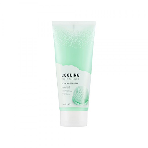 охлаждающий крем-сорбет для тела свежая мята missha cooling body sorbet fresh mint охлаждающий крем-сорбет для тела свежая мята missha cooling body sorbet fresh mintCooling Body Sorbet Fresh Mint. Охлаждающий крем-сорбет для тела Свежая мята<br><br>Охлаждающий крем-сорбент для тела содержит экстракт мяты, масло ши, ледниковую воду, экстракт алоэ вера, экстракт бамбука.<br><br>Охлаждающий крем для кожи тела дарит коже охлаждение и свежесть. Обладает активным увлажняющим и смягчающим действием, успокаивает уставшую от солнца кожу.<br><br>Экстракт мяты обладает успокаивающим и болеутоляющим действием на ткани кожи, снимает усталость за счет мягкого местного раздражающего эффекта, влияет на нейрорецепторы кожи и слизистых оболочек, усиливает капиллярное кровообращение; хорошо впитывается в кожу, не закупоривая поры и не нарушая процессы жизнедеятельности клеток кожи, хорошо переносится чувствительной кожей.<br><br>Способ применения: Нанесите крем на чистую кожу мягкими, массирующими движениями.<br><br>Объем: 200 мл.<br>