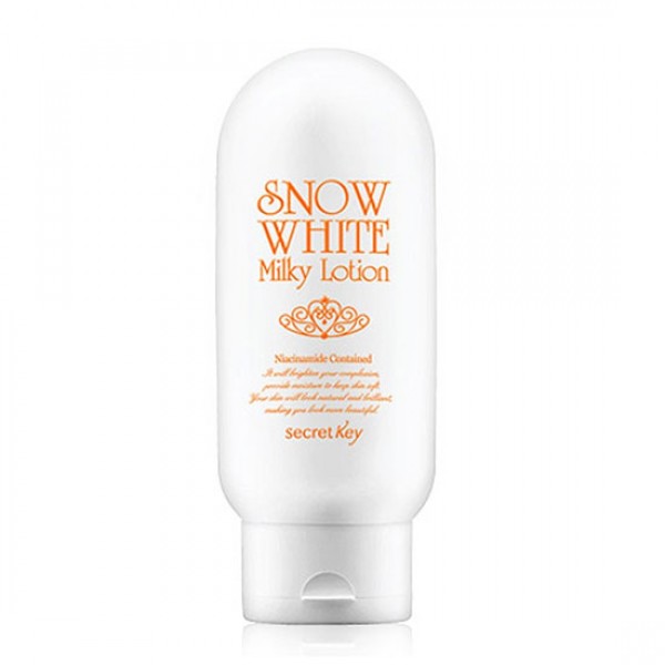 лосьон для тела осветляющий secret key snow white milky lotion лосьон для тела осветляющий secret key snow white milky lotionSnow White Milky Lotion. Лосьон для тела осветляющий рекомендован для осветления кожи тела, особенно проблемных участков (подмышки, локти, колени, зона бикини). Выравнивает тон кожи, освежает и увлажняет. <br><br>Содержит ниацинамид, экстракт алое веры, экстракт зеленого чая, гиалуроновую кислоту и т.д. <br><br> <br><br>Ниацинамид эффективно борется с пигментацией различного происхождения. Помогает коже вырабатывать собственные липиды и кожные церамиды, ускоряет синтез коллагена, защищает от негативного воздействия окружающей среды. Кожа становится светлее, мягче, приобретает эластичность. С помощью этого замечательного витамина вырабатывается кожный иммунитет к воздействию внешней окружающей среды. <br><br> <br><br>Экстракт алое веры содержит 160 составных частей. Это аминокислоты, витамины, минералы. Обладает бактерицидным и бактериостатическими свойствами, стимулирует кровообращение, увлажняет кожу и помогает ей сохранить влагу. Снимает воспаление. <br><br> <br><br>Не содержит искусственных красителей, минерального масла, бензофенона, материалов животного происхождения. <br><br> <br><br>Способ применения: нанесите средство на кожу мягкими массирующими движениями, уделите особое внимание проблемным участкам кожи.<br>