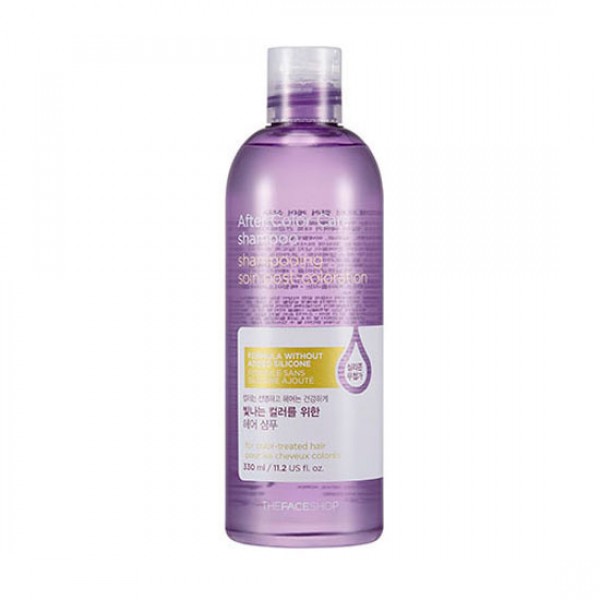 шампунь для окрашенных волос the face shop after color care shampoo шампунь для окрашенных волос the face shop after color care shampooAfter Color Care Shampoo. Шампунь для окрашенных волос<br><br>Окрашивая волосы, мы надеемся, что даже через несколько недель они будут яркими, блестящими, шелковистыми. Однако, даже после самой лучшей краски вскоре волосы могут стать тусклыми и ломкими, далекими от идеала. Привести к этому может неправильный выбор шампуня.<br><br>Даже самая щадящая краска изменяет структуру волос, они становятся более пористыми и во время мытья головы впитывают гораздо больше влаги, чем до окрашивания. Из-за этого красящий пигмент быстро вымывается, цвет теряет яркость, а волосы блеск и эластичность.<br><br>Шампунь позволяет сохранить стойкость цвета и красоту окрашенных волос. В его составе натуральные моющие компоненты, не нарушающие баланс кожи pH6.5, а также специальные ингредиенты, закрепляющие краситель в волосах. Кроме того, шампунь оказывает интенсивное увлажняющее и питательное действие, а также защищает волосы от агрессивного влияния солнечных лучей.<br><br>Подсолнечное масло и масло сладкого миндаля, а также эфирные масла розмарина, ромашки, розы и лаванды оказывают мощное оздоравливающее воздействие как на волосы, так и на кожу головы, увлажняют и успокаивают, разглаживают кутикулу волос, делают их упругими, блестящими и шелковистыми.<br><br>В составе шампуня НЕТ парабенов, силикона, минерального масла, триэтаноламина, искусственных ароматизаторов и красителей.<br><br>Способ применения: Нанести шампунь на влажную кожу головы, вспенить и мягко помассировать, затем смыть теплой водой.<br><br>Объем: 330 мл<br>