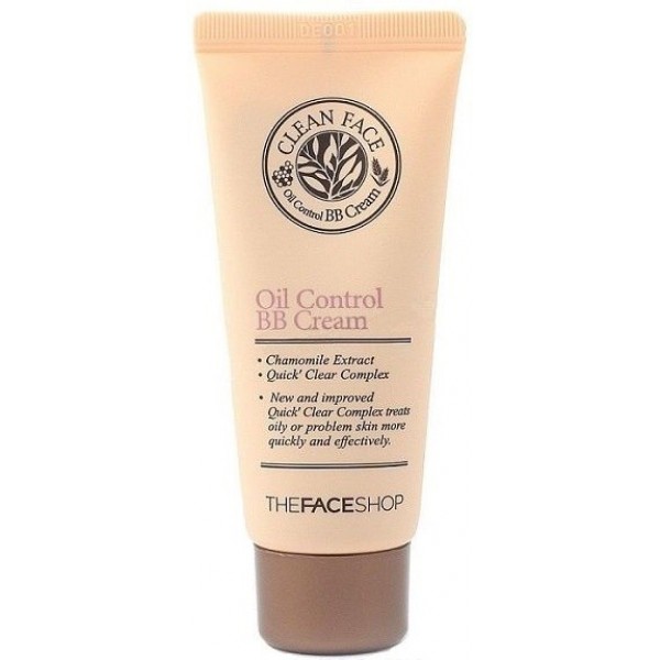 крем бб для проблемной кожи the face shop clean face oil control bb cream крем бб для проблемной кожи the face shop clean face oil control bb creamУникальный BB крем придаст сияющий и ухоженный вид даже самой капризной жирной коже. Средство отлично поможет при усталости, придаст кожным покровам матовость и бархатистость, подарит здоровое сияние.<br><br>Clean Face Oil Control BB Cream содержит инновационный комплекс природных ингредиентов:<br><br><br>Экстракт лекарственной ромашки успокаивает кожу, насыщает ее влагой и питательными веществами, снимает воспаления, восстанавливает клетки, осветляет пигментацию, лечит угревую сыпь и улучшает цвет лица.<br><br>Листья лимонного мирта интенсивно питают кожу, насыщая ее витаминами, выравнивают текстуру и тон, повышают иммунные функции, борются с воспалениями, оберегают от внешних воздействий.<br><br>Черноголовка нормализует обмен веществ, снимает воспаления, уменьшает отечность, разглаживает кожу, придает ей мягкость.<br><br><br>Эти компоненты расслабляют и смягчают кожу, подтягивают контуры лица и позволяет надолго сохранить макияж в идеальном виде.<br><br>BB крем эффективно маскирует все несовершенства, выравнивает оттенок кожи, придает ей внутреннее сияние, образует невесомое покрытие с эффектом фотошопа.<br><br>Крем обладает легкой текстурой и хорошо растушевывается, помогает справиться с избыточным выделением кожного сала.<br><br>После нанесения Clean Face Oil Control BB Cream не возникает ощущения сухости. Крем не забивает поры и не вызывает раздражений.<br><br>В нем нет минеральных масел, которые способны навредить красоте и здоровью кожи.<br><br>При постоянном применении BB крем от The Face Shop позволяет предотвратить появление нежелательной пигментации, мгновенно подстраивается под цвет кожи и выглядит естественно.<br><br>Способ применения: выдавить крем на ладони, растереть и нанести на лицо – под воздействием тепла он станет более эластичным и податливым.<br><br>Объем: 35 мл<br>