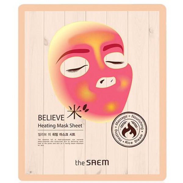 маска для лица согревающая the saem believe me heating mask sheet маска для лица согревающая the saem believe me heating mask sheetМаска для лица Believe Me Heating Mask Sheet с эффектом согревания – это прекрасная альтернатива салонному омолаживающему уходу за кожей. Корейское средство красоты подарит вашей коже питание и оздоровление.<br><br>Комплекс грамотно подобранных компонентов действует многофункционально: <br><br><br>очищает от ороговевшего слоя;<br><br>моделирует микрорельеф и возвращает здоровый цвет; восстанавливает поврежденные ткани;<br><br>улучшает кровоснабжение;<br><br>защищает от внешних факторов.<br><br><br>В роли главных активных веществ выступают экстракты: <br><br><br>корня женьшеня,<br><br>рисовых отрубей,<br><br>пиона,<br><br>солодки,<br><br>полыни и<br><br>ангелика.<br><br><br>Оздоравливающий бьюти-продукт выполнен из ткани, пропитанной витаминной эссенцией. Она не содержит синтетических красителей и химических консервантов. Хлопковая маска удобна в использовании.<br><br>Изделие сделано в форме лица и имеет прорези для глаз, носа и рта. С помощью маски вы сможете в любой момент провести настоящий СПА-ритуал прямо у себя дома. Этот корейский продукт станет вашим излюбленным экспресс-средством для лица, когда кожу нужно немедленно привести в порядок перед важной встречей или мероприятием.<br><br>После бьюти-процедуры кожа приобретет завидный отдохнувший и ухоженный вид. <br><br>Способ применения: Наденьте маску. Аккуратно разгладьте, чтобы она приняла форму лица. Через 15 минут снимите. Остатки эссенции вбейте в кожу.<br><br>Вес: 17 г<br><br>Вес г: 17.00000000