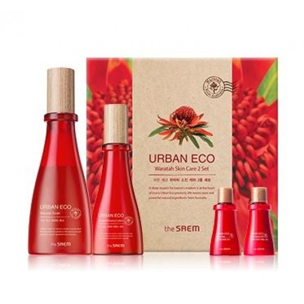 набор уходовый с экстрактом телопеи the saem urban eco waratah skin care 2 set набор уходовый с экстрактом телопеи the saem urban eco waratah skin care 2 setUrban Eco Waratah Skin Care 2 Set. Набор уходовый с экстрактом телопеи<br><br>Набор, включающий лосьон, тонер и две аналогичные миниатюры. Средства обеспечат коже бережный и комплексный уход. Основным компонентом является экстракт телопеи. Он обладает удивительными свойствами и в короткие сроки улучшит состояние и внешний вид кожи. Экстракт возвращает коже утраченную упругость, напитывает клетки влагой и устраняет видимые признаки старения, ускоряет обновление клеток, разглаживает имеющиеся морщины и эффективно борется с пигментацией.<br><br>Среди других компонентов можно отметить:<br><br><br>Масло виноградных косточек – делает кожу более мягкой и эластичность, обеспечивает ее быстрое восстановление, укрепляет и заживляет повреждения.<br><br>Ниацинамид – мощный осветляющий компонент, который устраняет пигментацию, нормализует кровообращение и процессы обмена, оберегает от ультрафиолета и дарит естественное сияние.<br><br>Керамиды – удерживают влагу в клетках, выводят вредные вещества, сохраняют упругость кожи, избавляют от шелушений.<br><br>Комплекс экзотических масел и экстрактов дополняет и усиливает благотворное действие всех других ингредиентов. Они насыщают кожу влагой, снимают воспаления, придают мягкость и оказывают антивозрастной эффект. Если использовать средства от компании The Saem регулярно, кожа станет мягкой, гладкой, нежной и сияющей.<br><br><br>Применение: Тонером смочить ватный диск и протереть кожу после умывания, затем нанести лосьон и распределить легкими похлопывающими движениями.<br><br>Объем: 180 мл + 140 мл + 20 мл + 20 мл<br>