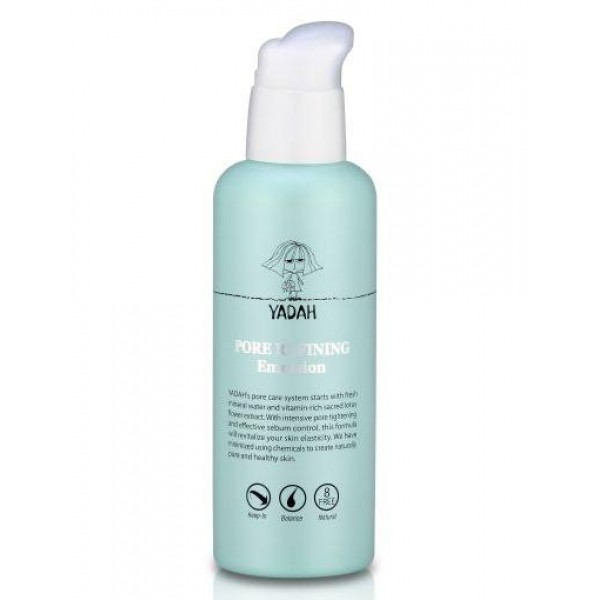 эмульсия для сужения пор yadah pore refining emulsion эмульсия для сужения пор yadah pore refining emulsionPore Refining Emulsion. Эмульсия для сужения пор<br><br>Расширенные поры – одна из частых проблем. Чтобы решить эту проблему, необходим комплексный подход.<br><br>Через поры выводится секрет сальных желез, который защищает кожу от влияния различных внешних воздействий. Однако, существует множество факторов, которые приводят к тому, что поры становятся расширенными. Кроме того, что это не самое эстетичное зрелище, через расширенные поры из сальных желез выделяется большое количество жира, что затем приводит к появлению комедонов – сальных пробок. Также избыточный кожный жир становится благоприятной средой для размножения болезнетворных микроорганизмов.<br><br>Эмульсия с освежающей гелевой текстурой способствует комплексному уходу за кожей с расширенными порами: нормализует работу сальных желез и предупреждает избыточную выработку кожного жира, оказывает увлажняющее и тонизирующее действие, повышает иммунтитет кожи и ее способность сопротивляться негативным факторам внешней среды.<br><br>Минеральная вода, на основе которой создана эмульсия, увлажняет и освежает кожу, насыщает ее кислородом и массой полезных микроэлементов. Способствует выведению шлаков и токсинов, активизирует процессы регенерации, уменьшает отечность, укрепляет лицевые капилляры, повышает эластичность стенок пор, что приводит к их постепенному сужению. Минеральная вода убирает излишки кожного жира, улучшает цвет лица.<br><br>Комплекс натуральных экстрактов, которые также содержатся в составе эмульсии, способствует еще лучшему сужению пор, нормализует работу сальных желез, делает кожу гладкой, упругой, сияющей.<br><br>Способ применения: Нанести српедство на очищенную и тонизированную кожу.<br><br>Объём: 120 мл<br>