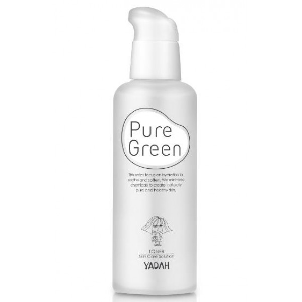 тонер для лица увлажняющий yadah pure green toner тонер для лица увлажняющий yadah pure green tonerPure Green Toner. Тонер для лица увлажняющий<br><br>Неправильное питание, стрессы, недостаток сна, возраст и многое другое становятся причинами того, что собственной влаги коже становится недостаточно, из-за чего она (кожа) становится тусклой, сухой, вялой, появляются морщины.<br><br>Предупредить возникновение этих неприятностей, а также уменьшить уже существующие проблемы помогают средства серии Pure Green Moisturizing. Средства увлажняют кожу снаружи, создавая тонкую дышащую пленку, которая предупреждает испарение жидкости с поверхности кожи. Средства увлажняют кожу изнутри, так как их активные компоненты способны проникать в глубокие слои кожи. Кроме того, средства стимулируют обменные процессы в коже, благодаря чему усиливается собственная естественная гидратация.<br><br>Тонер предназначен для интенсивного увлажнения кожи. Применяется сразу после очищения кожи, обеспечивает длительное увлажнение, устраняет сухость и шелушения, освежает, витаминизирует. Тонер способствует деликатному отшелушиванию ороговевших клеток кожи, способствует ее разглаживанию и смягчению.<br><br>В составе тонера маточное молочко – настоящее произведение искусства, созданное природой, является биологическим стимулятором, источником углеводов, белков, жиров, аминокислот, фруктозы, глюкозы, витаминов и минералов. Проникая в кожу, маточное молочко мгновенно увлажняет ее, питает, стимулирует регенерацию клеток, усиливает защитные функции кожи, способствует разглаживанию мелких морщин.<br><br>Витаминный комплекс – комплекс экстрактов ягод, цветов, лекарственных растений усиливает благотворное воздействие тонера на кожу лица, способствует ее оздоровлению, осветлению, омоложению.<br><br>Регулярное применение тонера делает кожу увлажненной, свежей, сияющей, наполняет объемом, способствует разглаживанию морщин, замедляет процессы старения.<br><br>Способ применения: Смочить средством ватный диск и протереть им кожу лица сразу после умывания.<br><br>Объём: 120 мл<br>