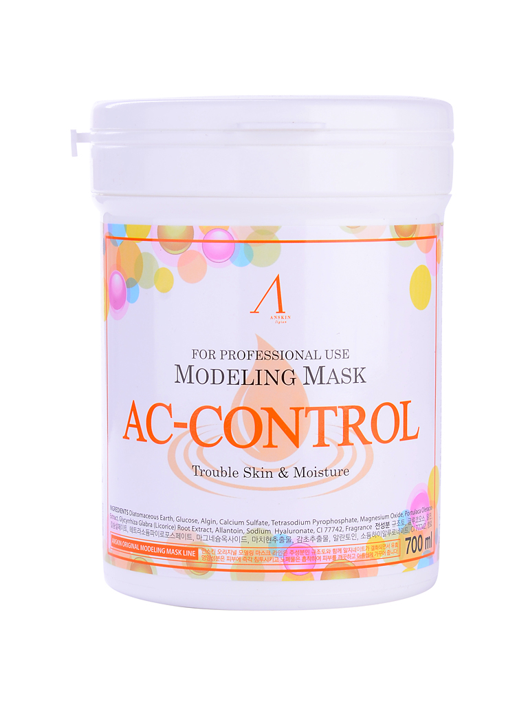 маска альгинатная для проблемной кожи anskin ac control modeling mask/container маска альгинатная для проблемной кожи anskin ac control modeling mask/containerМаска альгинатная для проблемной кожи против акне (банка) AC Control Modeling Mask/container эффективно борется с акне, воспалениями, выводит из кожи токсины, сокращает морщины, повышает защитные функции кожи. <br><br> <br><br>Содержит диатомит, глюкозу, альгинат натрия, сульфат кальция, бетаин, оксид цинка, экстракт портулака (1%), гидролизованный пшеничный глютен, экстракт солодки, аллантоин, бетаин, гиалуроновую кислоту.<br><br> <br><br>Альгинатные маски созданы в результате специальных научных исследований и тестирования, являются профессиональными косметическими средствами. Основным компонентом данных масок являетсяальгиновая кислота, которая содержится в бурых морских водорослях. Соединяясь с водой, альгиновая кислота образует гель, богатый витаминами, минеральными веществами и белками. Поэтому все альгинатные маски обладают мощным антивозрастным эффектом, а также глубоко увляжняют, питают кожу, значительно улучшаеют цвет лица, разглаживают, освежают, стимулируют обменные процессы в коже.<br><br>Альгиновая кислота обладает противовоспалительным м антибактериальным действием, стимулирует поступление в глубокие слои кожи кислорода. <br><br>Альгинатные маски эффективны в борьбе с дефектами и несовершенсвами кожи. Волшебное действие данных продуктов Вы сможете почувствовать уже после первого применения.<br><br>Средство подходит для любого типа кожи и не имеет возрастных ограничений.<br><br> <br><br>Применение: при помощи шпателя смешать порошок с водой или активатором в соотношении 1:0,8 (на 100 мл порошка 80 мл воды - отмерить мерной ложкой) до однородной массы. Шпателем нанести маску на кожу лица слоем 3-5 мм (исключая область вокруг глаз). Через 20-25 минут удалить застывшую маску одним пластом, движением от подбородка ко лбу. Протереть кожу лица тонером За 2-3 минуты до наложения маски рекомендуется нанести биоактивные крема, гели или сыворотки.<br><br>Объем: 700 мл (240 гр)<br>
