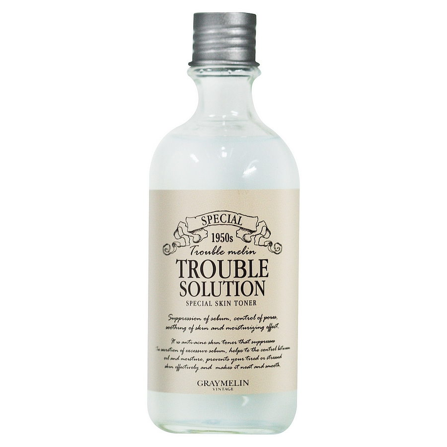 тоник graymelin trouble solution special skin toner тоник graymelin trouble solution special skin tonerTrouble Solution Special Skin Toner. Тоник.<br><br>Серия средств для проблемной кожи лица Trouble Solution Special содержит комплекс растительных экстрактов, которые эффективно борются с воспалениями.<br><br><br>Экстракт листьев алоэ интенсивно увлажняет и успокаивает чувствительную проблемную кожу. <br><br>Сок кипарисовика туполистного обладает антибактериальным и очищающим действием. Он содержит большой процент минералов и витаминов и насыщает кожу полезными элементами. <br><br>Экстракт гамамелиса успокаивает кожу и облегчает зуд, вызванный сухостью кожи. Бета-глюкан повышает кожный иммунитет и препятствует развитию воспалений. <br><br>Экстракт корня солодки снимает покраснения.<br><br><br>Тоник регулирует водно-жировой баланс кожи лиц, сужает поры, смягчает и освежает кожу лица.<br><br> <br><br>Применение: Нанесите необходимое количество средства на ватный диск и распределите средство по предварительно очищенной коже лица и шеи, избегая зоны вокруг глаз. Движения должны идти от центра лица к краям.<br><br> <br><br>Меры предосторожности: Не используйте на поврежденной коже. При появлении следующих симптомов прекратите использование: раздражение, сыпь, покраснение, зуд. При попадании в глаза, немедленно промойте теплой водой.<br><br> <br><br>Состав: Chamaecyparis Obtusa Water, Aloe Barbadensis Leaf Extract, Glycerine,Butylene Glycol, Hamamelis Virginiana (Witch Hazel) Extract,Water,Betaine,Polyglyceryl-4 Caprate, Beta-Glucan, Sodium Hyaluronate,1,2-Hexanediol,Caprylyl Glycol, Dryopteris Crassirhizoma Extract, Lactobacillus/Soybean Ferment Extract, Salix Alba (Willow) Bark Extract, Origanum Vulgare Leaf Extract, Portulaca Oleracea Extract, Chamaecyparis Obtusa Leaf Extract, Scutellaria Baicalensis Root Extract, Cinnamomum Cassia Bark Extract, Hydrolyzed Collagen, Styrene/VP Copolymer, Allantoin,Dipotassium Glycyrrhizate, Aloe Barbadensis Leaf Powder, Fragrance<br>