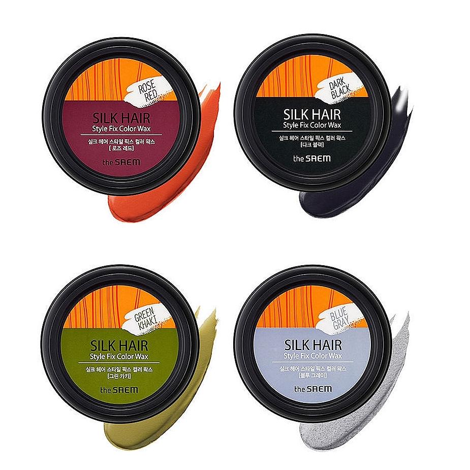 воск для волос оттеночный the saem silk hair style fix color wax воск для волос оттеночный the saem silk hair style fix color waxSilk Hair Style Fix Color Wax. Воск для волос оттеночный<br><br>Фиксирующий воск для волос – легкое по текстуре и достаточно мощное по степени фиксации средство для укладки любой сложности, для волос любого типа и любой длины.<br><br> <br><br>Воск подчеркивает цвет волос, делает его ярче, придает волосам живой естественный блеск, обладает антистатическим свойством, а также уменьшает ненужную пушистость волос.<br><br> <br><br>Цветной воск придает волосам блеск и делает их послушными, во время нанесения придает эффектный, матовый, цветной оттенок.<br><br> <br><br>Нежная мягкая тестура легко наносится и легко смывается. Содержит: аргановое масло, карнаубский воск, пчелиный воск.<br><br> <br><br>Выпускается в нескольких оттенках:<br><br><br>Blue Grey<br><br>Green Kahki<br><br>Rose Red<br><br>Dark Black<br><br><br> <br><br>Фиксация сильная. Для всех типов волос.<br><br>Подходит для женщин и мужчин.<br><br> <br><br>Способ применения: 1. Нанести небольшое количество воска на сухие или влажные волосы, предварительно растерев в ладонях. 2. Распределить по всей длине волоса. 3. Для более насыщенного оттенка нанести воск повторно.<br><br> <br><br>Объем: 90 гр<br><br> <br><br>Вес г: 90.00000000