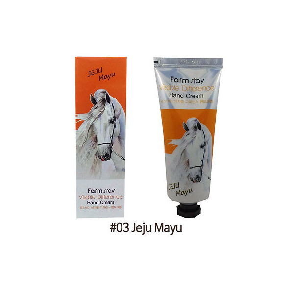 крем для рук с лошадиным жиром farmstay visible difference hand cream horse oil крем для рук с лошадиным жиром farmstay visible difference hand cream horse oilVisible Difference Hand Cream Horse oil Крем для рук с лошадиным жиром<br><br>Лошадиный жир обеспечивает длительное увлажнение кожи, оказывает выраженное питательное, смягчающее и ранозаживляющее действие, способствует заживлению кожных раздражений, устраняет шелушения, а также замедляет процессы старения. Крем восстанавливает защитный барьер, а также повышает сопротивляемость кожи агрессивным факторам внешней среды, предупреждает пересушивание и обветривание.<br><br>Способ применения: Нанесите небольшое количество средства на чистую кожу рук, мягко вмассируйте.<br><br>Объем: 100 мл<br><br>Характеристики товара:<br><br><br><br><br>Возраст<br><br>все<br><br><br><br>Тип кожи<br><br>для всех типов<br><br><br><br>Функции<br><br>восстановление и регенерация; питание; смягчение; увлажнение; снятие покраснений и раздражения кожи<br><br><br><br>Несовершенства<br><br>сухость и обезвоживание; шелушения<br><br><br><br><br> <br>