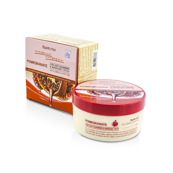очищающий массажный крем с экстрактом граната farmstay pure deep cleansing massage cream pomegranate очищающий массажный крем с экстрактом граната farmstay pure deep cleansing massage cream pomegranatePure Deep Cleansing Massage Cream Pomegranate. Очищающий массажный крем с экстрактом граната<br><br>Этот уникальный крем подойдет сразу для двух процедур: очищения и массажа. Данное средство бережно снимет остатки макияжа, удалит ороговевшие частицы, грязь, излишки работы сальных желез. Благодаря кремовой текстуре не будет эффекта стянутости, пересушенной кожи, легко можно сделать массаж лица. Это ухаживающее средство увлажняет и питает, убирает прыщи, раздражения, покраснения, предотвращая их последующее появление. Также, крем замедляет процессы старения, омолаживает. Прекрасно подобранный состав обеспечивает высококлассный результат.<br><br>Главное действующее вещество крема – экстракт грейпфрута. Это растение активизирует обменные процессы, приводит в норму баланс воды и жиров, обеспечивает питание кожи. Грейпфрут увлажняет дерму, тонизирует ее, отбеливает и избавляет от пигментных пятен и веснушек. Также, он регулирует работу сальных желез и убирает прыщи, угри, сужает поры.<br><br>Кроме того, крем обогатили экстрактом портулака огородного. Он останавливает распад коллагена – основного строительного компонента дермы, не давая замедлиться регенерации и появиться новым морщинам. Портулак является прекрасным антисептиком - снимает воспаления, раздражения, убирает прыщи и угри, стягивает поры, заживляет мелкие повреждения. Это растение обезболивает, успокаивает и смягчает кожу. При этом оно тонизирует и подтягивает дерму.<br><br>Прекрасная составляющая крема – бамбук, который тонизирует кожу, делает ее упругой и эластичной. Он питает и увлажняет, убирает сухость и чувство стянутости. Эфирные масла и соли этого растения обеспечивают эластичность сосудов, предотвращая появление венозных звездочек и сеточек, активизируют движение крови, снимают отеки. Бамбук - сильный антиоксидант, который останавливает старение тканей. Он очищает кожу, поры, снимет раздражения, покраснения и последствия акне. Также, данное растение нормализует водный и липидный баланс.<br><br>Фасоль питает и наполняет витаминами, минералами и другими веществами. Она помогает разгладить морщины, подтянуть, повысить упругость дермы. Также, это растение отбеливает, выравнивает тон кожи и улучшает цвет лица. Фасоль обладает очищающими свойствами, снимает раздражения, убирает черные точки, мешки и синяки под глазами.<br><br>Экстракт азиатской центеллы, вошедший в состав крема, стимулирует выработку коллагена, останавливая старение, повышая упругость и подтянутость дермы. Это растение ускоряет обменные процессы в клетках, кровообращение, улучшая, таким образом, питание тканей, а, следовательно, состояние кожи. Центелла повышает эластичность сосудов, является сильным антиоксидантом и спазмолитиком.<br><br>Таким образом, данный высококлассный крем поможет вам качественно и бережно очистить дерму, и сделать массаж лица. Эти процедуры продлят вашу молодость и красоту, а в комплексе с прекрасным составом средства, избавят от прыщей, угрей, воспалений, расширенных пор и новых морщин.<br><br>Способ применения: распределить на лице оптимальное количество очищающего крема. Делая массаж, удалить макияж и загрязнения. Затем, смыть водой остатки средства и продолжить ухаживающие процедуры.<br><br>Вес: 300 г<br><br>Характеристики товара:<br><br><br><br><br>Тип кожи<br><br>для всех типов; жирная; обезвоженная; сухая; увядающая; воспаленная; чувствительная; комбинированная<br><br><br><br>Функции<br><br>осветление пигментации; очищение пор; улучшение цвета лица; устранение шелушений<br><br><br><br>Несовершенства<br><br>жирный блеск; краснота; пигментация; расширенные поры; черные точки; тусклый цвет лица<br><br><br><br><br> <br><br>Вес г: 300.00000000