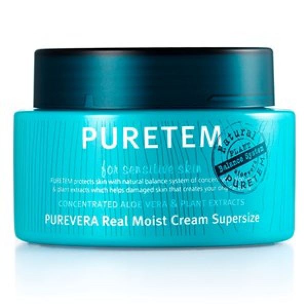 крем для лица и шеи с экстрактом алоэ вера welcos puretem purevera real moist cream super size