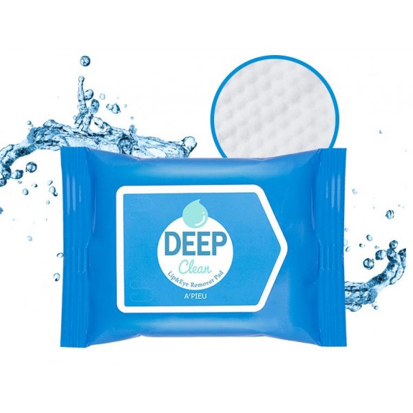 

салфетки для снятия макияжа с глаз и губ a'pieu deep clean lip & eye remover pad