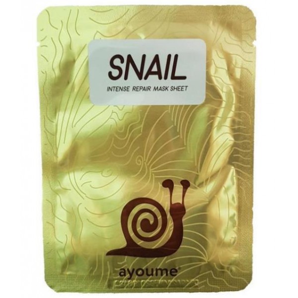 

маска для лица тканевая с муцином улитки ayoume snail intense repair mask