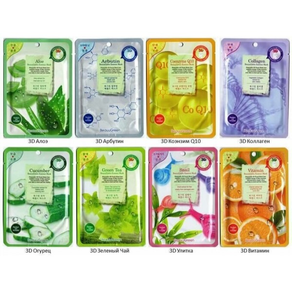 

маска на тканевой основе beauugreen 3d essence mask