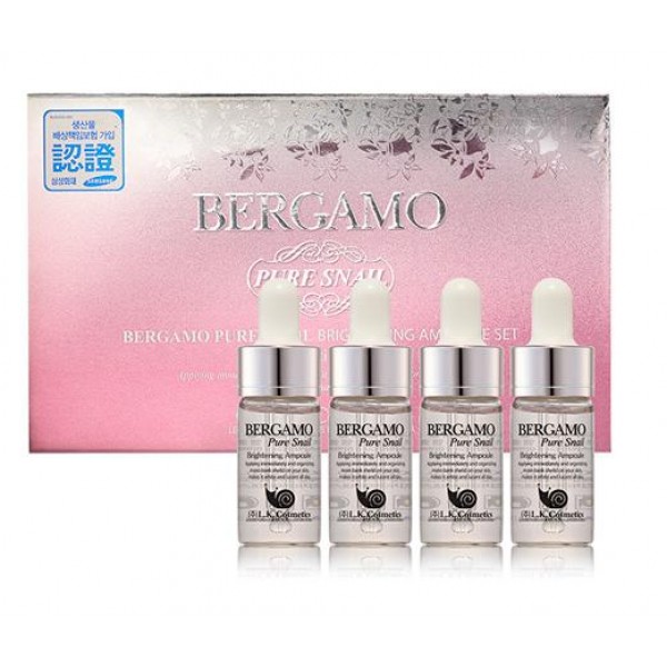 

сыворотка ампульная с муцином улитки для сияния кожи bergamo pure snail brightening ampoule set