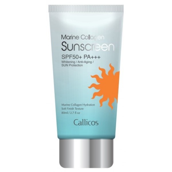 

солнцезащитный крем с морским коллагеном spf50+ pa+++ callicos marine collagen sun screen spf50+ pa+++