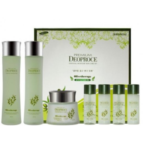 набор уходовый с экстрактом оливы deoproce premium olivetherapy essential moisture skin care