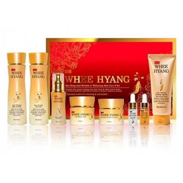 набор для лица антивозрастной deoproce whee hyang anti-wrinkle & whitening skin care 8 set
