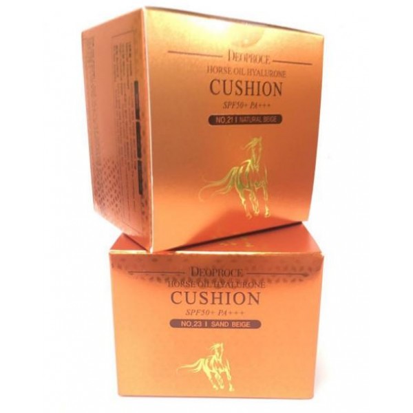 кушон на основе гиалуроновой кислоты и экстрактом лошадиного жира deoproce horse oil hyalurone cushion spf50+pa+++ № 23