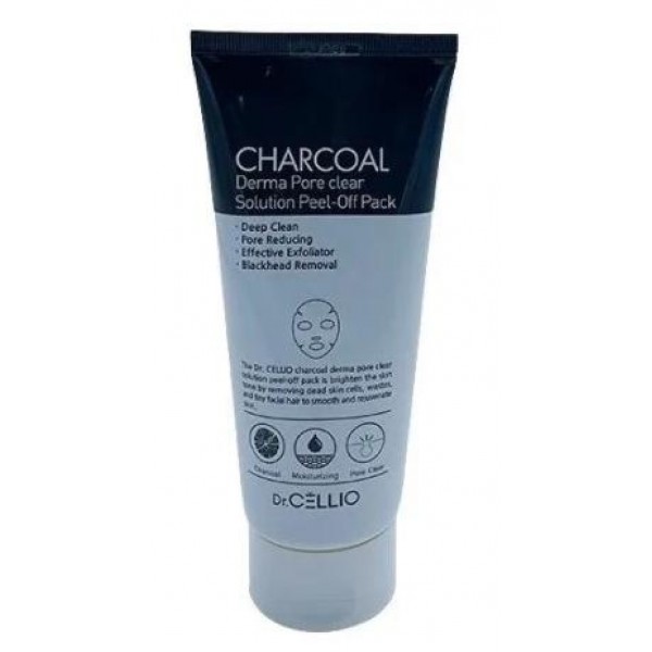 

маска для лица с древесным углем dr.cellio charcoal derma pore clear solution peel off pack