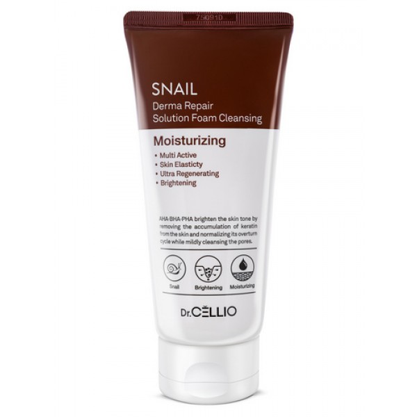 

пенка для умывания с улиточным муцином dr.cellio snail derma repair solution foam cleansing