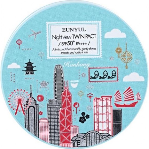 пудра компактная увлажняющая spf 50/pa+++ eunyul night view twin pact