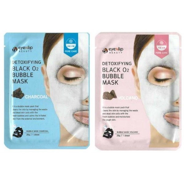 

маска тканевая кислородная eyenlip detoxifying black o2 bubble mask