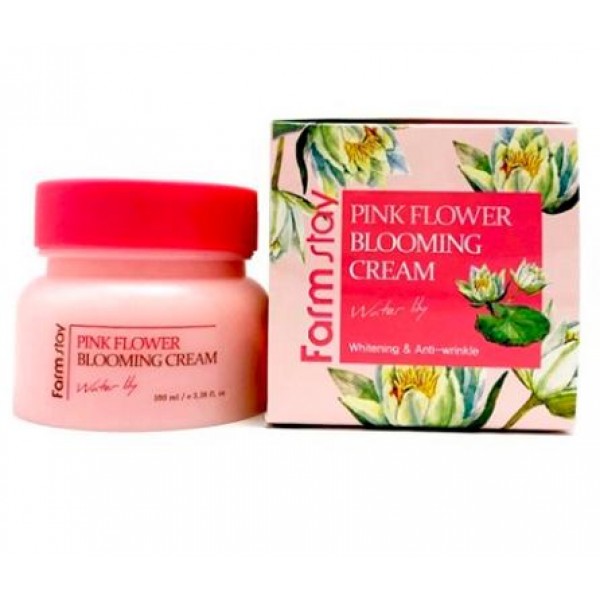 

крем для лица с экстрактом водяной лилии farmstay pink flower blooming cream water lily