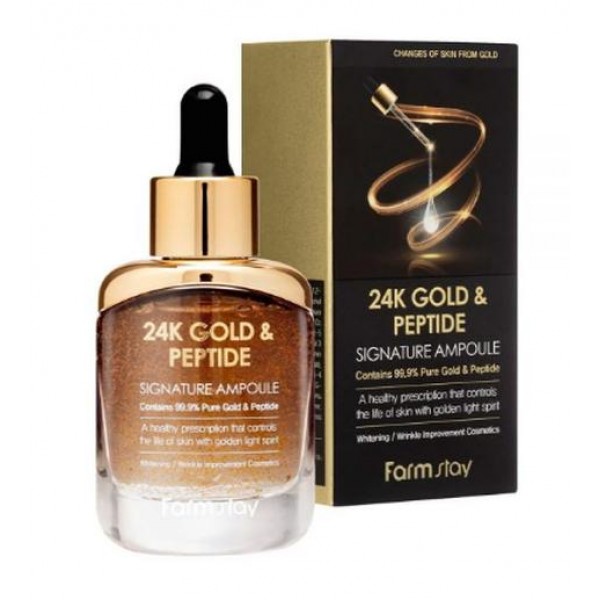 

ампульная сыворотка с золотом и пептидами farmstay 24k gold & peptide signature ampoule