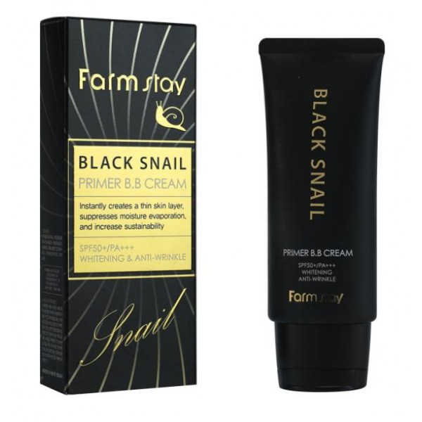 

бб крем с муцином черной улитки farmstay black snail primer b.b cream spf50+/pa+++