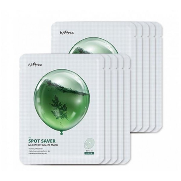 

успокаивающая сетчатая маска с японской полынью isntree spot saver mugwort gauze mask