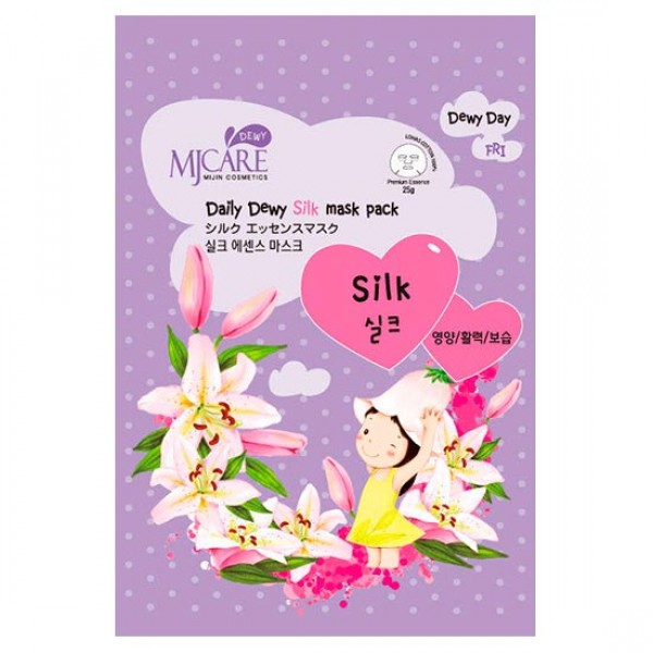

маска тканевая с аминокислотами шелка mijin care daily dewy silk mask pack