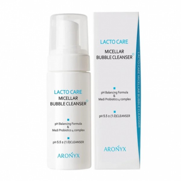 

кислородная мицеллярная пенка-мусс для умывания с лактобактериями medi flower aronyx lacto care micellar bubble cleanser