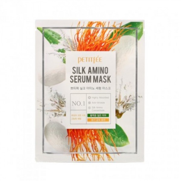 

функциональная маска для борьбы с морщинами petitfee silk amino serum mask