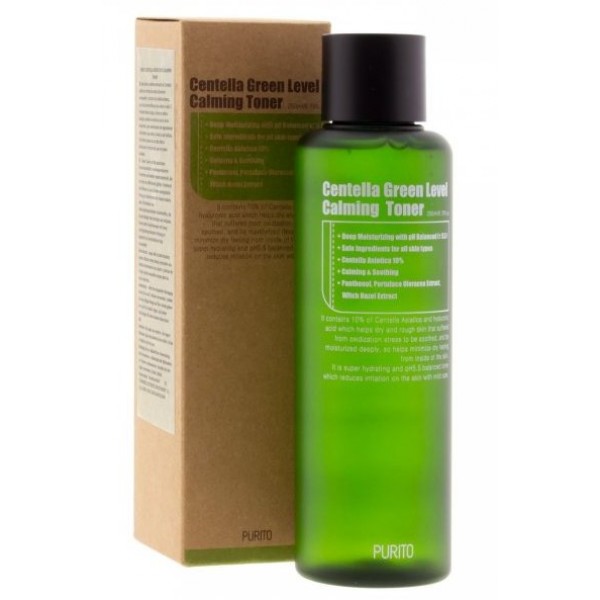 

бесспиртовый успокаивающий тонер с центеллой азиатской purito centella green level calming toner