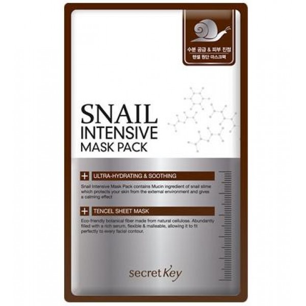 

маска для лица тканевая с муцином улитки secret key snail intensive mask pack