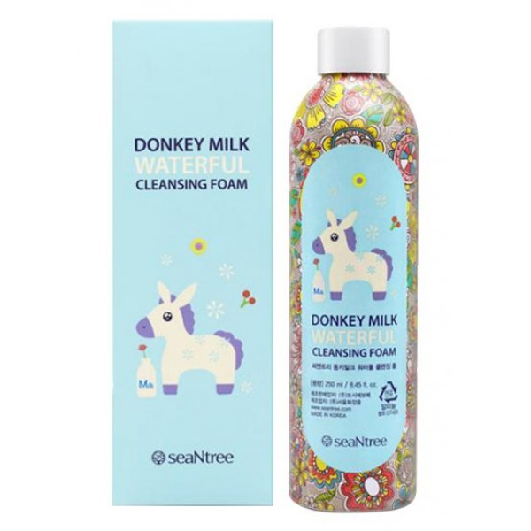 

пенка для умывания увлажняющая с молочными протеинами seantree donkey milk waterful cleansing foam