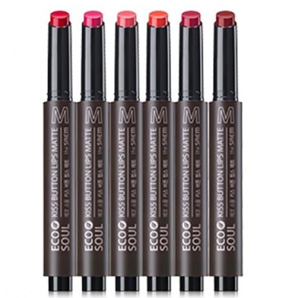 помада для губ матовая the saem eco soul kiss button lips matte