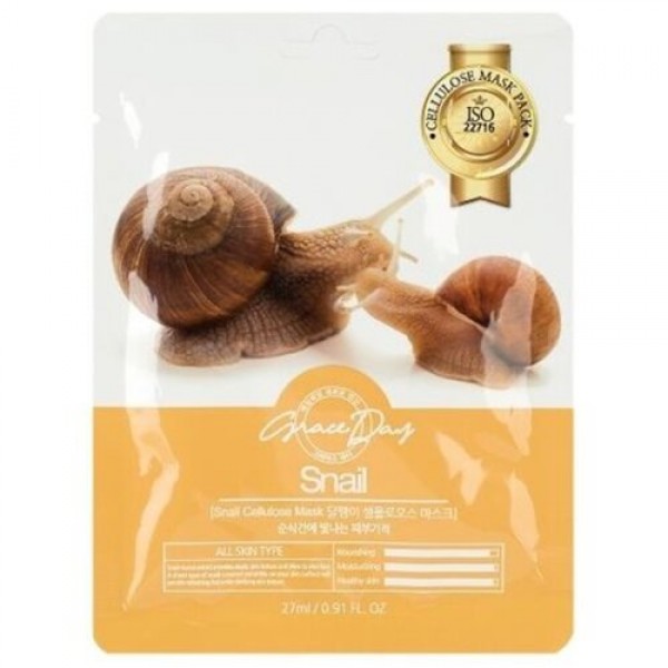 

маска тканевая с муцином улитки grace day snail cellulose mask