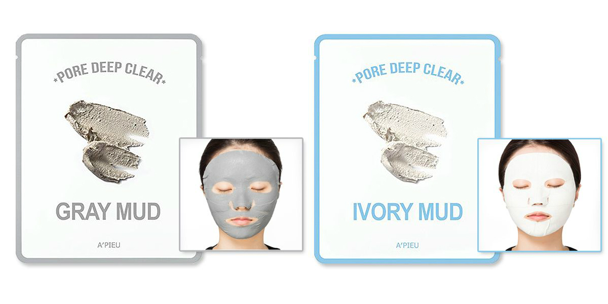

маска для лица тканевая глиняная a'pieu pore deep clear mud mask