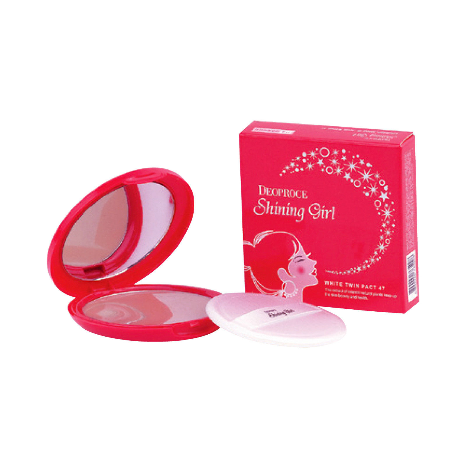 пудра компактная осветляющая deoproce shining girl white twin pact 47