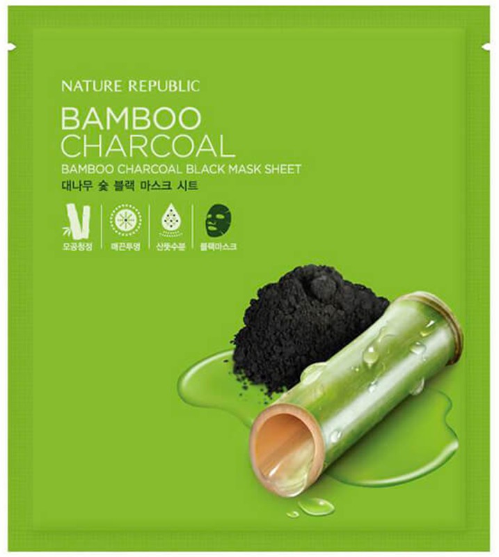 

маска для лица тканевая бамбук и древесный уголь nature republic bamboo charcoal black mask sheet